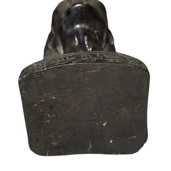 Egyptian King Tut Queen Nefertiti Bust Set Carved Stone Hieroglyphic Black Decor - Picture 14 of 16